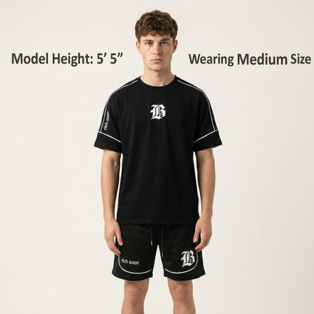 Black Summer Dri-Fit Printed T-shirt+Short For Mens (Code: ST-6970)