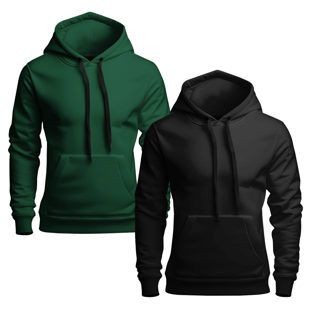 Pack Of 2 Plan Olive &amp; Black Hoodies (Code: ST-(6524)
