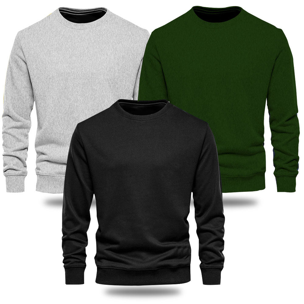 Pack of 3 Plain Olive Grey & Black Sweatshirt (Code: ST-6900)