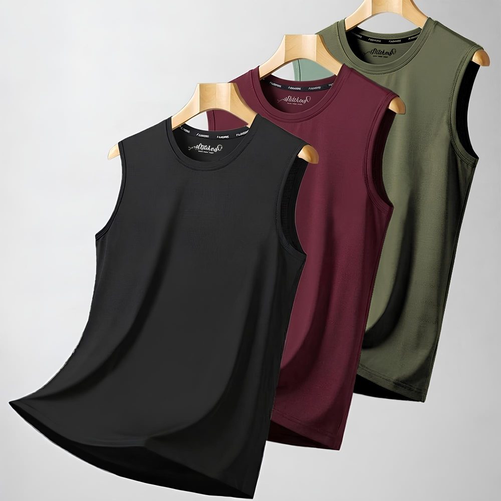 Pack of 3 Black Maroon & Olive Dri-Fit Gym Sandos (Code: ST-7002)