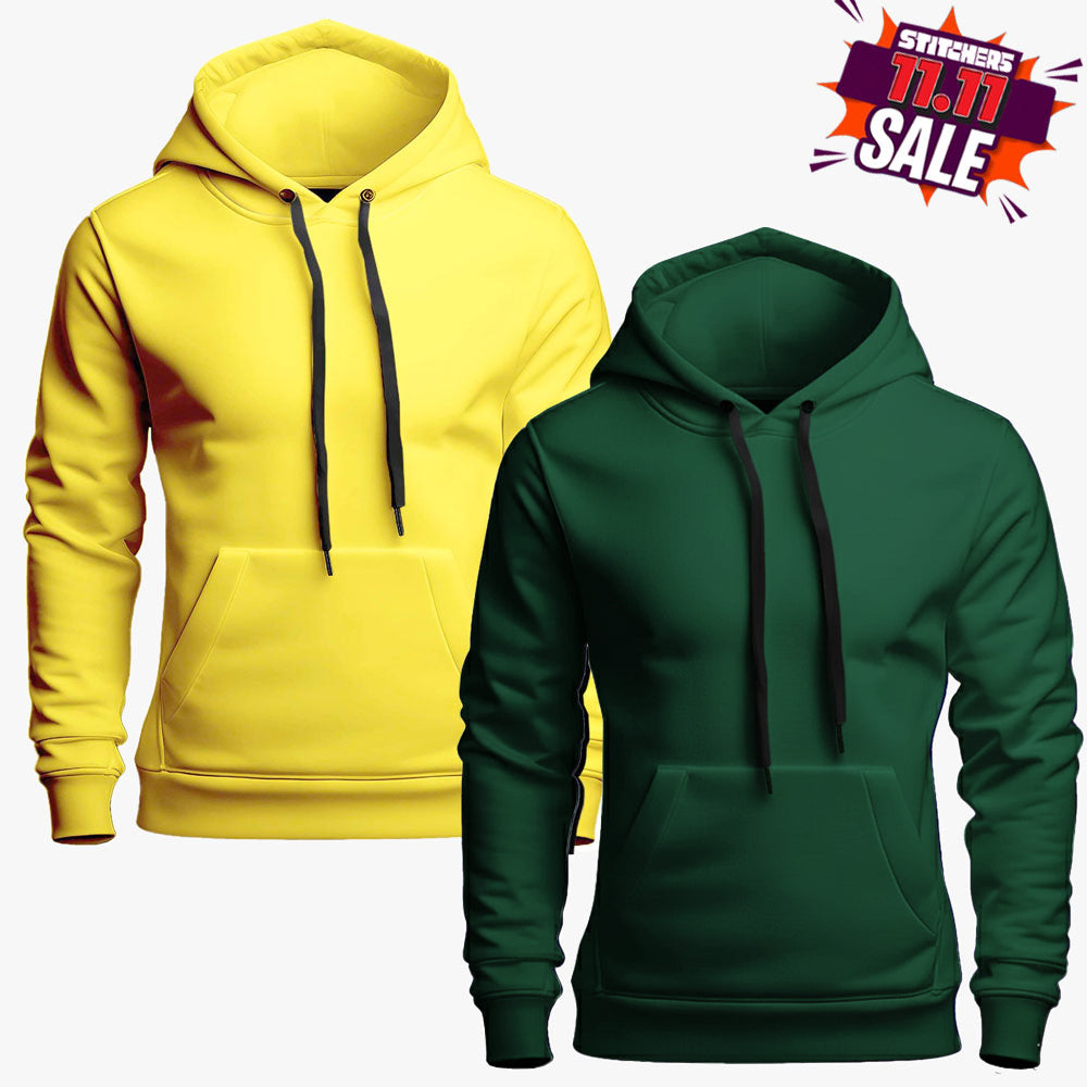 Pack Of 2 Plan Olive &amp; Yellow Hoodies (Code: ST-(6522)