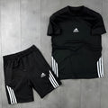 Black Summer Dri-Fit Adi Printed T-shirt+Short For Mens (Code: ST-6973)
