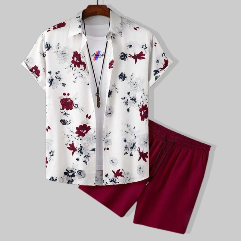 Maroon Flower Summer Suit (Code: ST-6335)