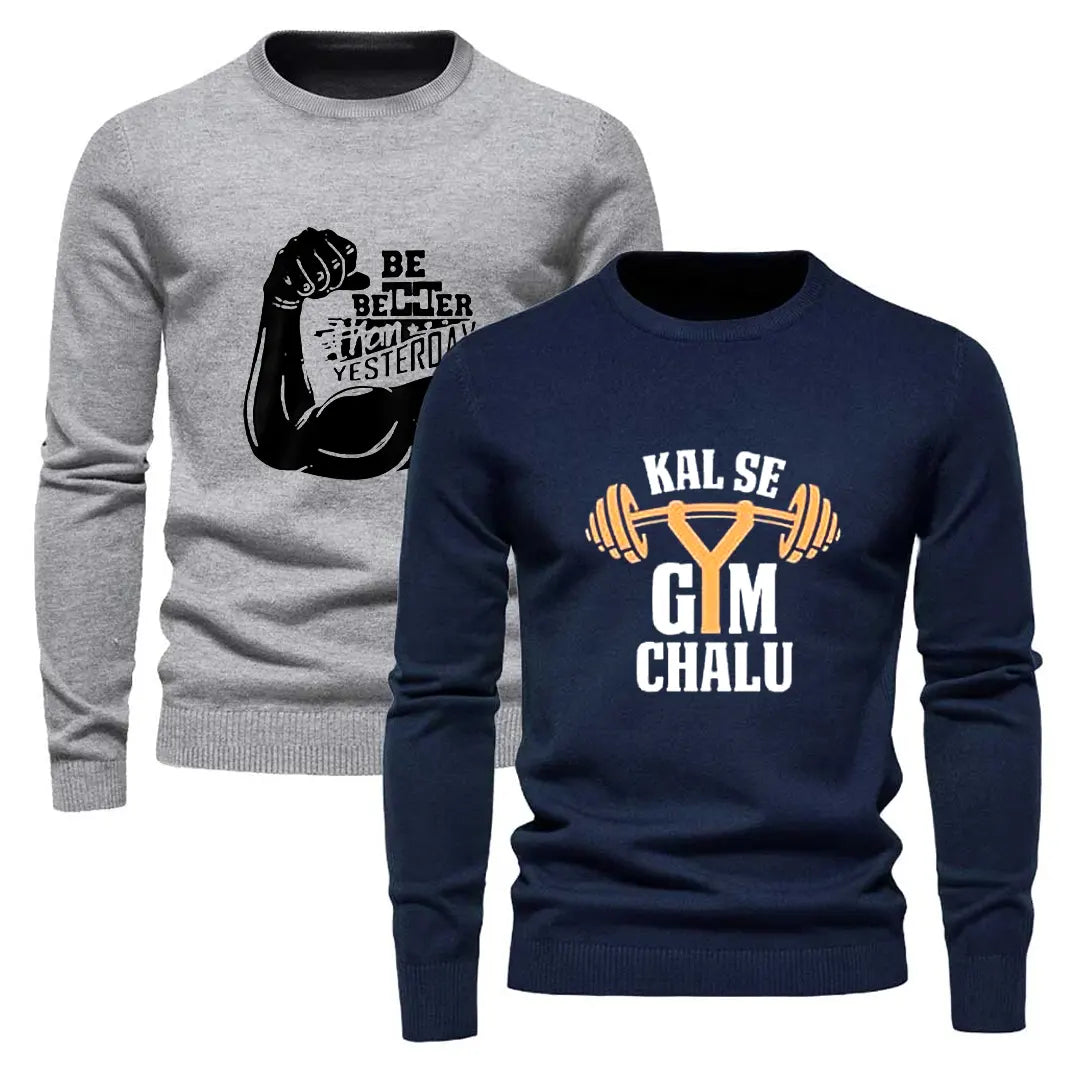 Pack of 2 Navy and Grey Printed Sweatshirts (Code: ST-7160)