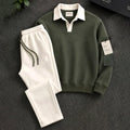 Olive & White Collar Tracksuit (Code: ST-7155)