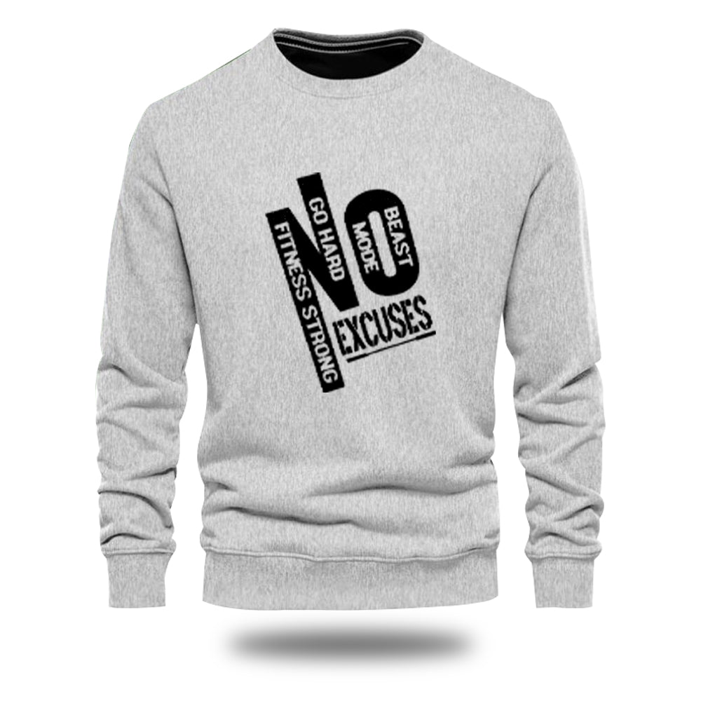 NO EXCUSES Grey Single Mens Sweatshirt (Code: ST-6920)