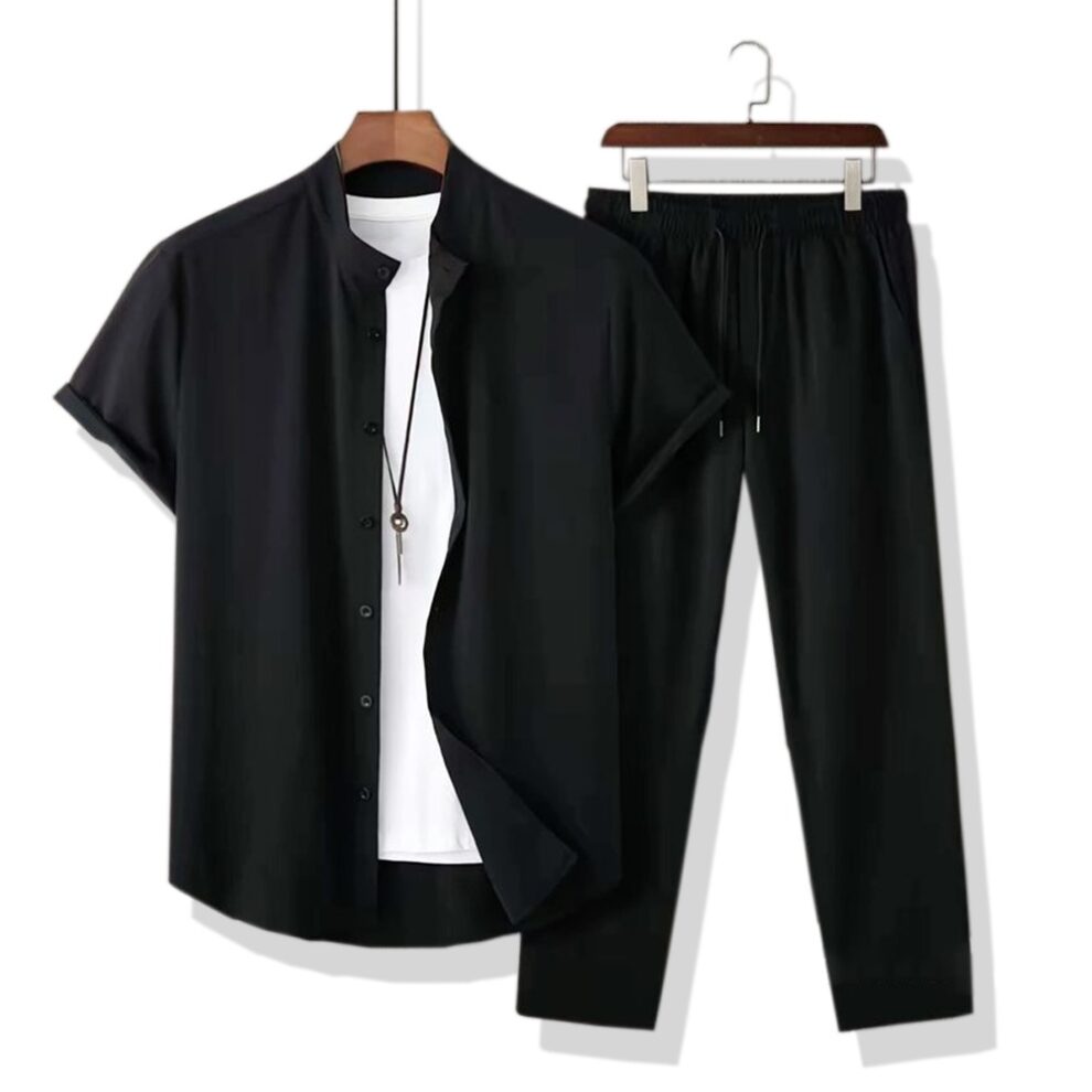 Black Casual Summer Suit with Inner T-shirt (Code: ST-6342)