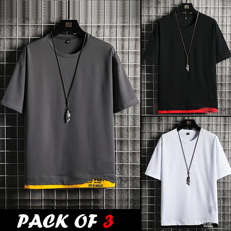 Pack of 3 Casual Street Solid T-Shirts(Code: ST-5746)
