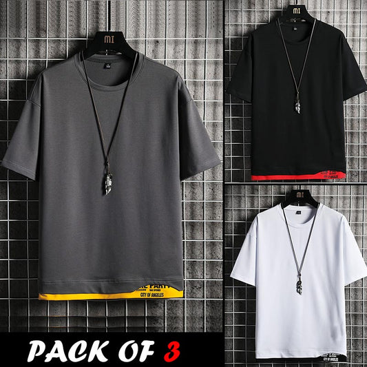 pack of 3 Casual-Street-Solid-T-Shirts (Code: ST-A5746) 800