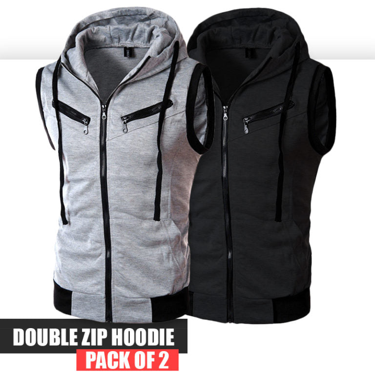 Pack of 2 Sleeveless Style Multi Color Zipper Hoodie (Code: ST-2514)