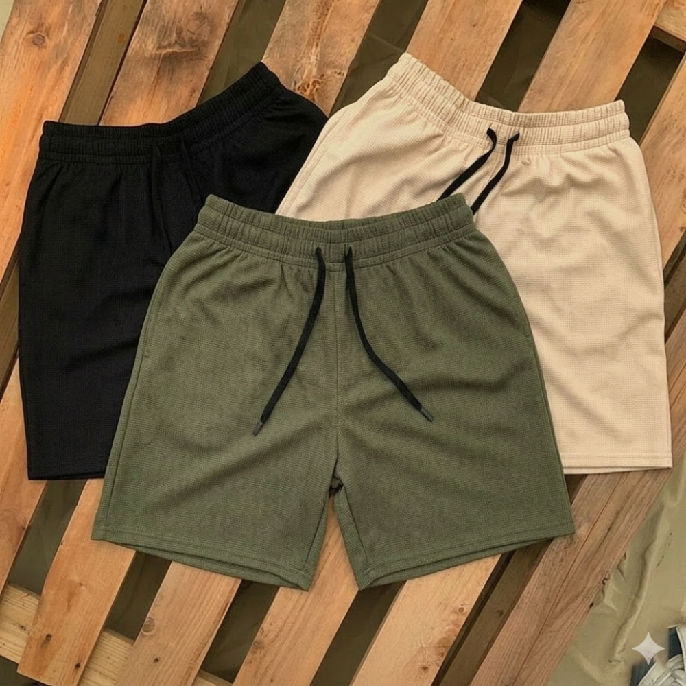 Pack Of 3 Textured Waffle Shorts (Code: 7005)