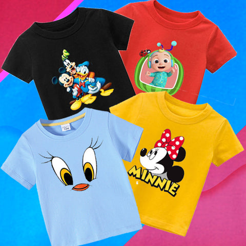 Pack-Of-4-Mickeygodfydonald-EYES-Cocomelon-MINNIE T-shirts For Kids (Code: ST-5898)
