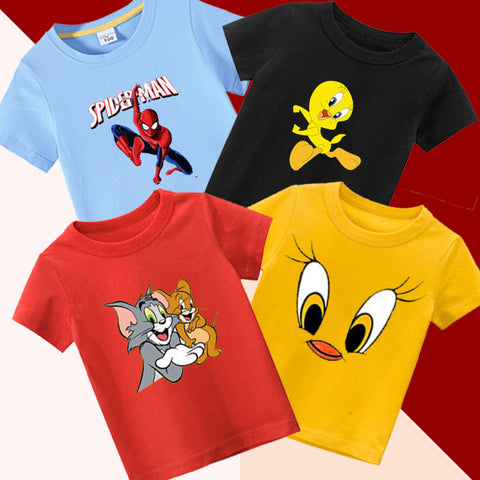 Pack-of-4-eyes-tweety-spider-tomjerry printed T-shirts For Kids(Code: ST-5892)