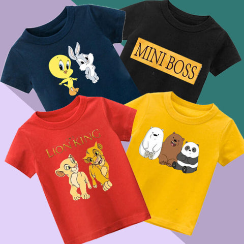 Pack-of-4-lionking-miniboss-rabitweety-bears T-shirts For Kids(Code: ST-5895)