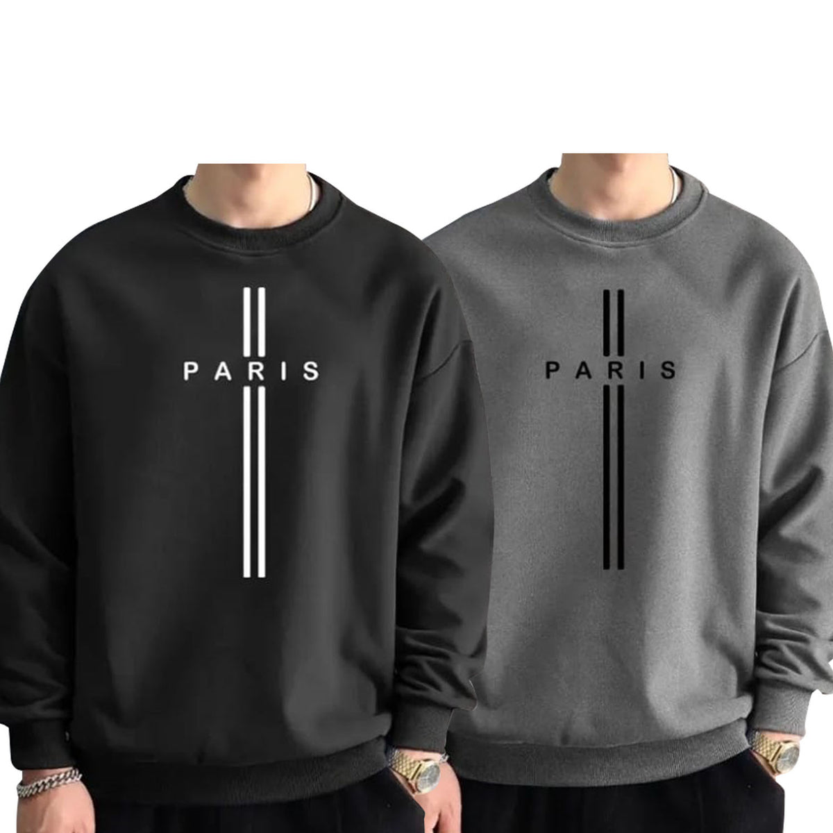Bundle of 2 Paris Sweatshirts | Grey and Black (Code: ST-6609)