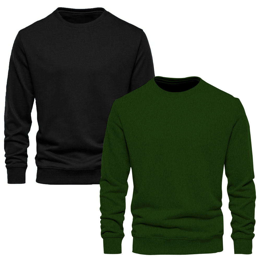 Pack of 2 Plain Olive & Black Sweatshirt (Code: ST-6898)