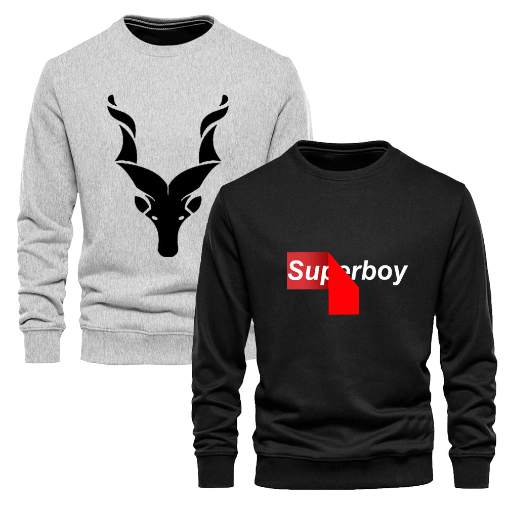 Pack Of 2 Markhor & Superboy Printed Sweatshirts for Mens (Code: ST-(6934)