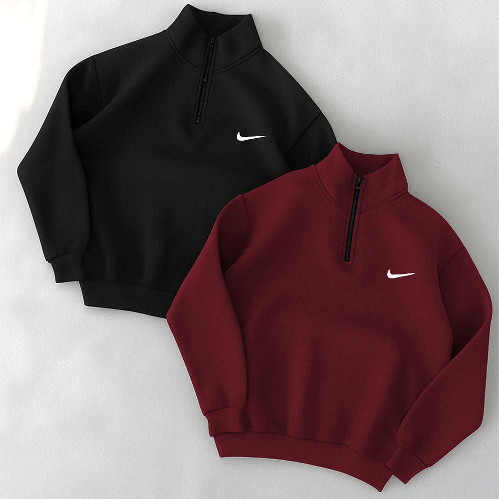 Maroon & Black Pack Of 2 Zipper Sweatshirts (Code: ST-6905)