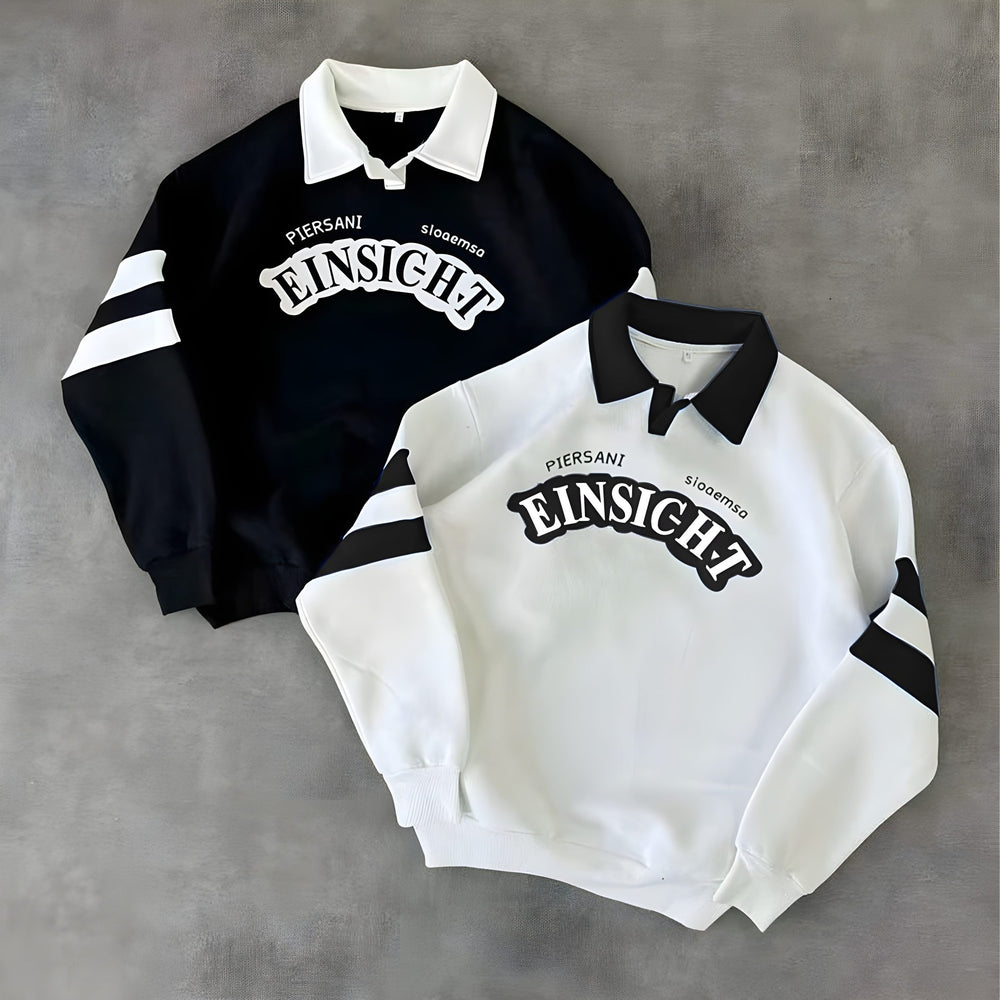 Sleeve Pannel Black & White Printed Pack Of 2 Polo Sweatshirts (Code: ST-6895)