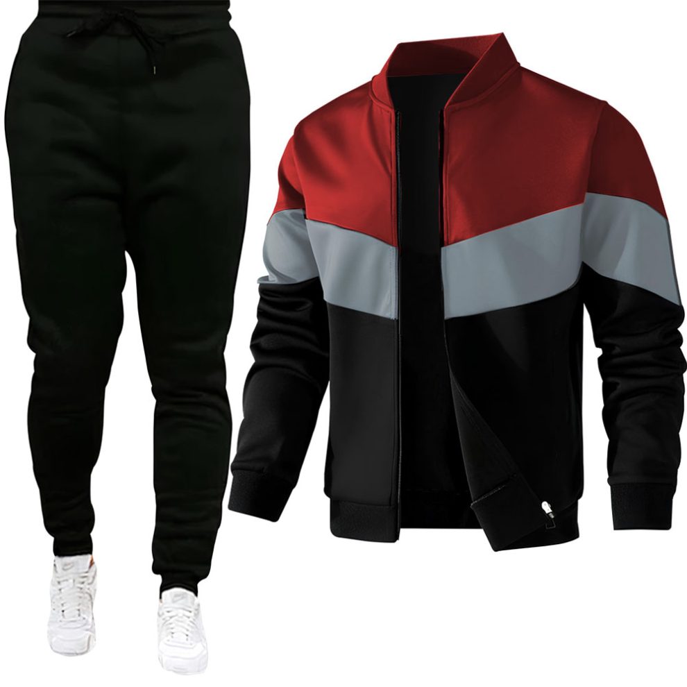 Classic V Pannel Rib Collar Zipper Tracksuit for Mens (Code: ST-6886)