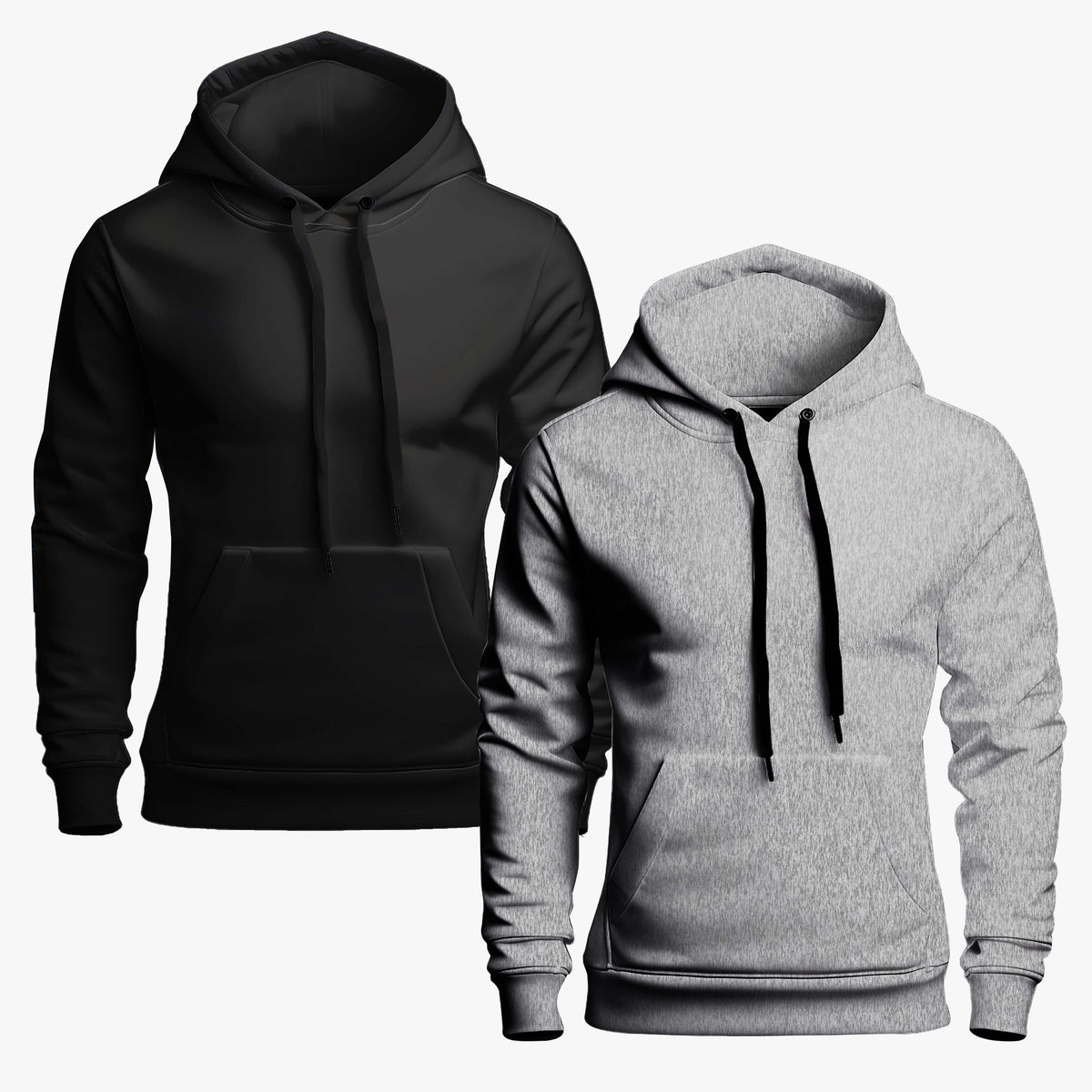 Pack Of 2 Plan Grey &amp; Black Hoodies (Code: ST-(6525)
