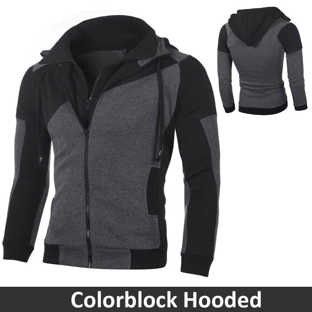 Colorblock Double Zipper Hoodie (Code: ST-4219)