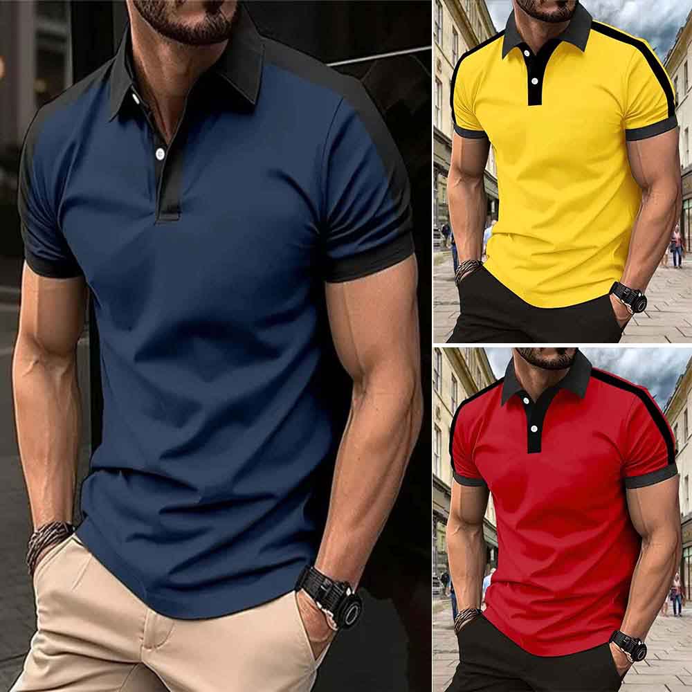 Pack of 3 Contrast Shoulder Polo T-shirts (Code: ST-6208)