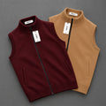 Pack of 2 Camel and Maroon Men's Sleeveless Zip-Up Vest Jacket – | Stylish Polister Fleece (Code: ST-7163)