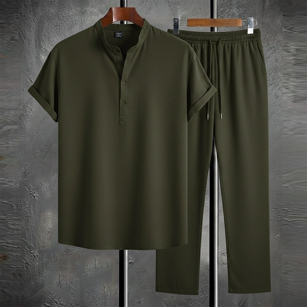 Olive Half Button Tracksuit For Mens (Code: ST-6969)