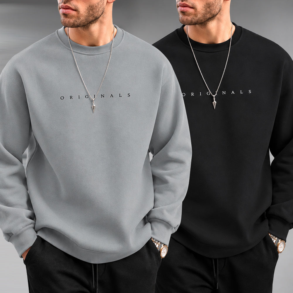 Pack of 2 Black and Grey Originals Printed Sweatshirts (Code: ST-7164)