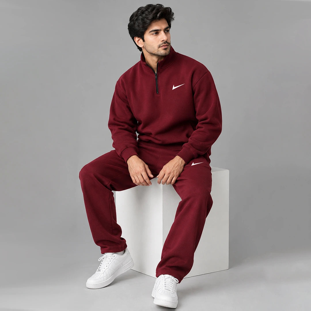 Maroon Halfzipper Tracksuit for Men (Code: ST-7145)