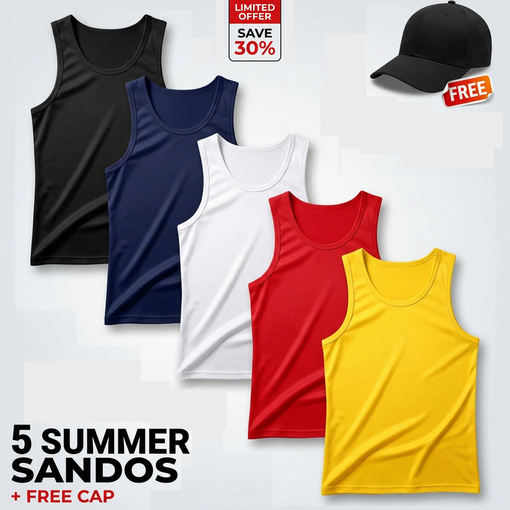 5 Summer Plain Sandos With Free Cap (Code: ST-6058)