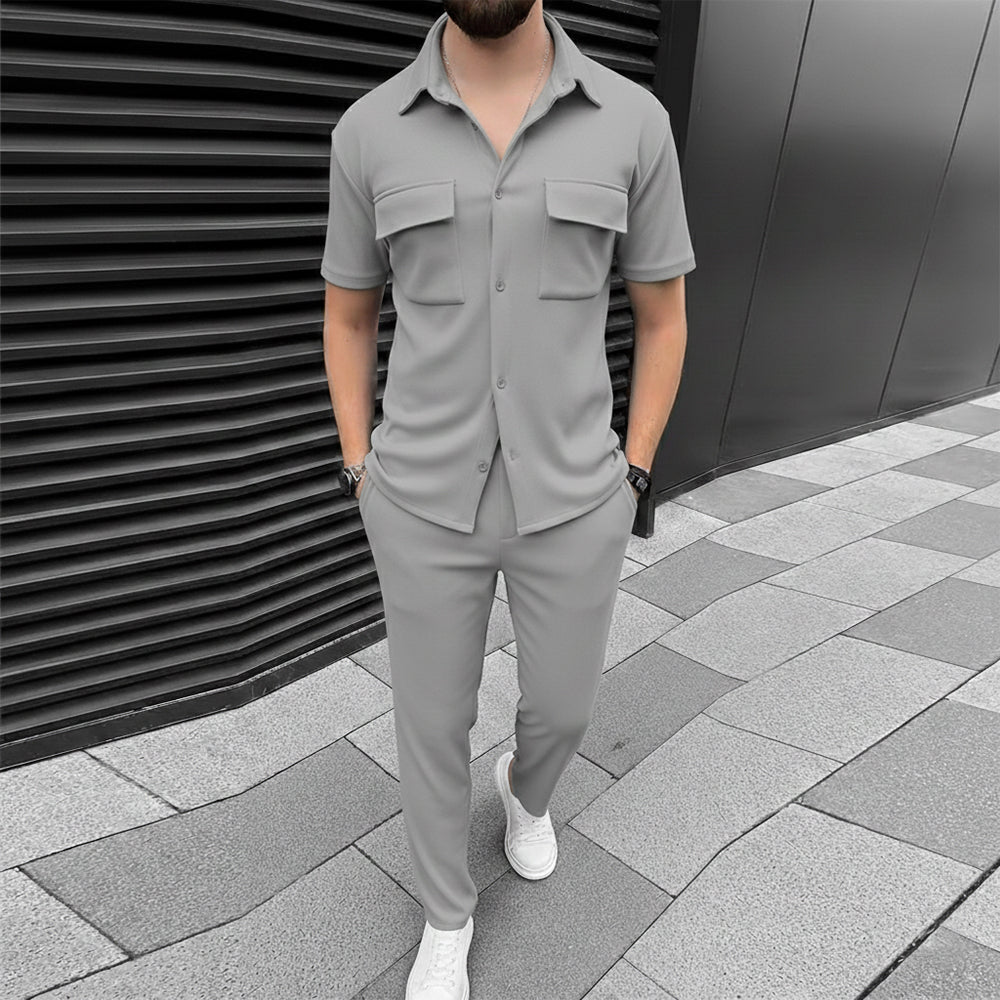 Steel Grey Safari Suit For Mens (Code: ST-6960)