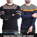 Pack Of 2! Elite English Panel and Smoke Grey T-shirt (Code: ST-5243)