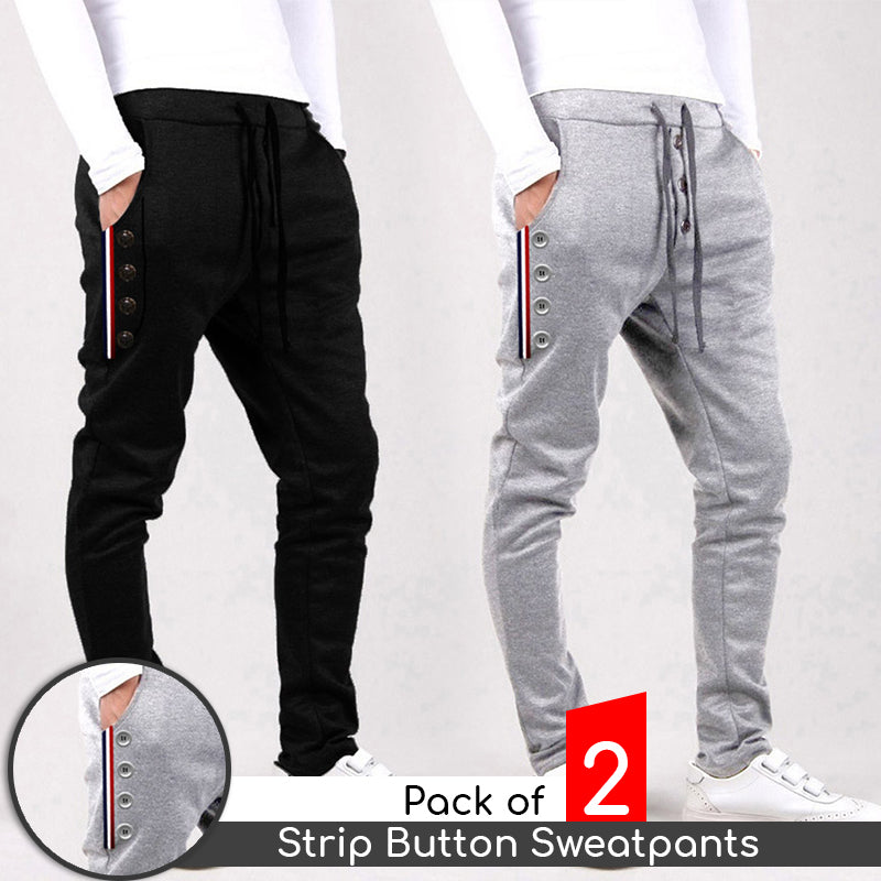 Pack of 2 Strip Button Sweatpants (Code: ST-B1685)