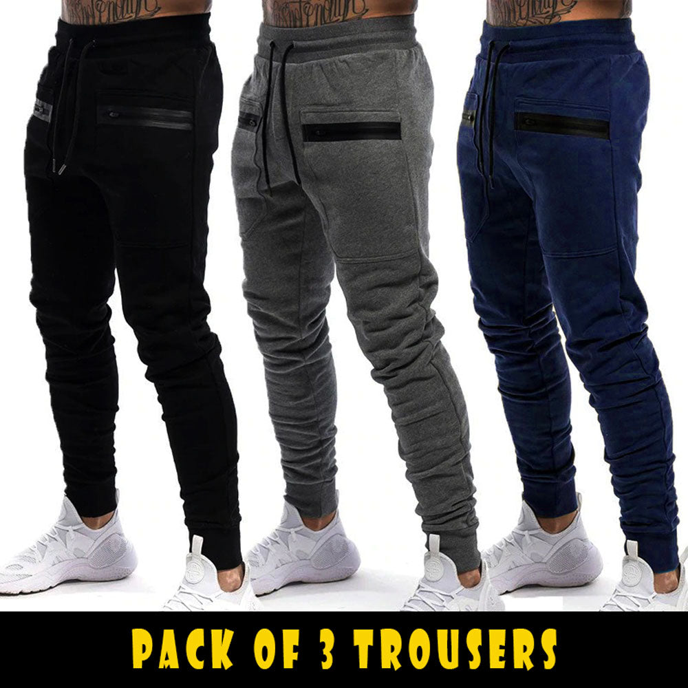 Pack of 3 Mens ZIP Pocket Workout Trousers (Code: ST- 4280)