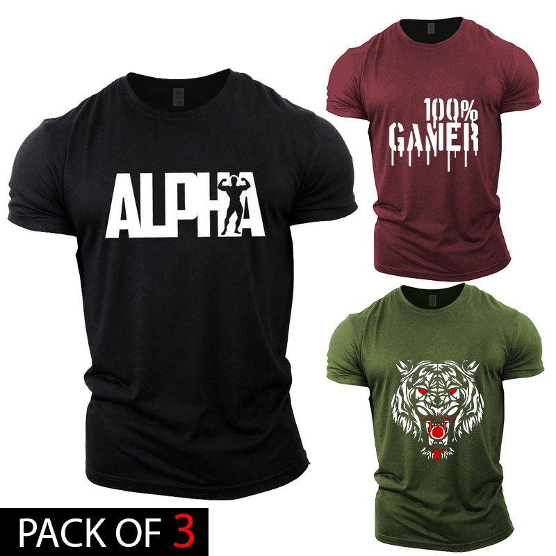 Pack of 3 Alpha Gamer Lion T-Shirt (Code: ST-6002)
