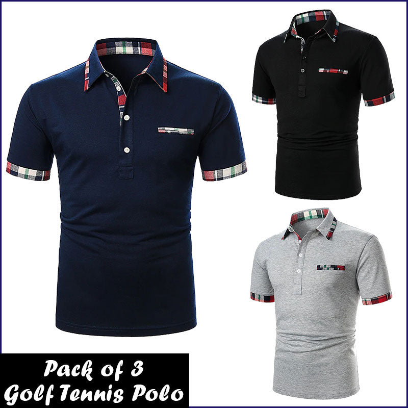 Pack of 3 Golf Tennis Patchwork Polo Shirts(Code: ST-5878)