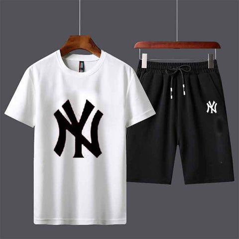 NY Printed White & Black T Shirt Short (Code: ST-A5734)
